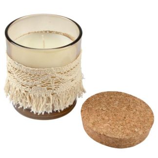 Bougie Parfumée | Bougie Parfumée "Macramé" 8cm Romance Florale Bougie Parfumée Beige