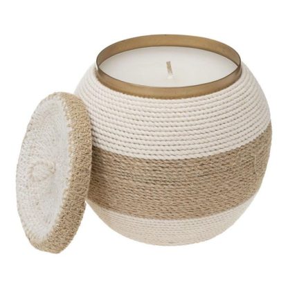 Bougie Parfumée | Bougie Parfumée "Rivi" 1400g Fleur de Coton Bougie Parfumée Beige & Blanc