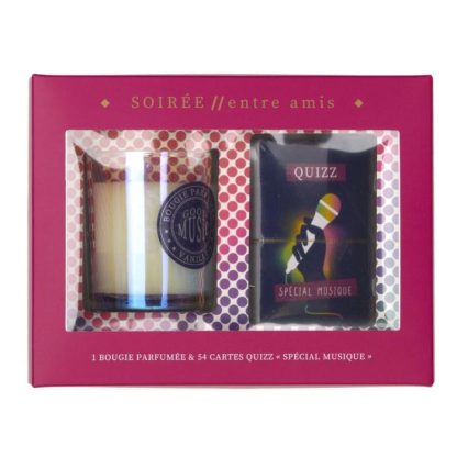 Bougie Parfumée | Coffret Bougie Parfumée & Cartes "Quizz" 7cm Vanille Bougie Parfumée Bougie Parfumée