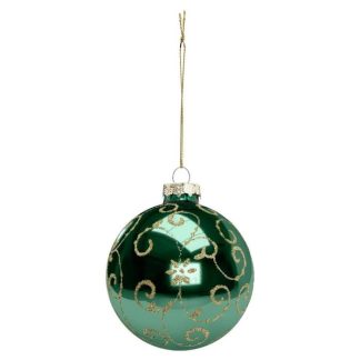 Boule de Noël | Boule de Noël Déco en Verre "Soir" 8cm Vert Boule de Noël Boule de Noël