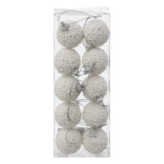 Boule de Noël | Lot de 10 Boules de Noël "Petites Billes" 4cm Blanc Boule de Noël Blanc