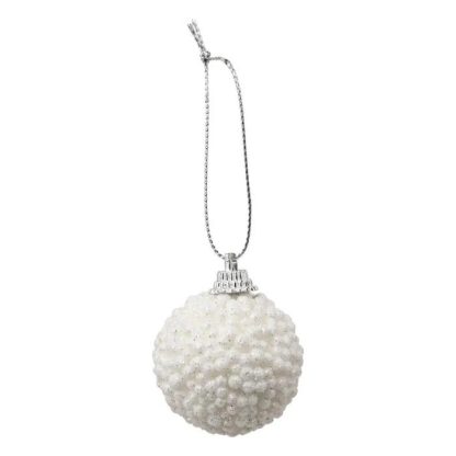 Boule de Noël | Lot de 10 Boules de Noël "Petites Billes" 4cm Blanc Boule de Noël Blanc