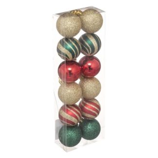 Boule de Noël | Lot de 12 Boules de Noël "Délice des Fêtes" 4cm Multicolore Boule de Noël Boule de Noël