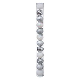 Boule de Noël | Lot de 12 Boules de Noël "Polaire" 6cm Blanc & Argent Boule de Noël Blanc & Argent