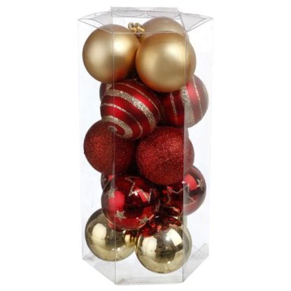 Boule de Noël | Lot de 15 Boules de Noël "Soir" 5cm Rouge & Or Boule de Noël Boule de Noël