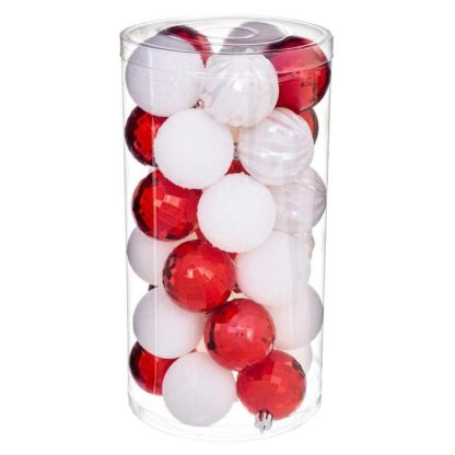 Boule de Noël | Lot de 30 Boules de Noël "Colorama" 6cm Rouge & Blanc Boule de Noël Boule de Noël