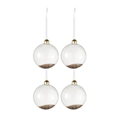 Boule de Noël | Lot de 4 Boules de Noël en Verre "Paillettes Or" 24cm Transparent Boule de Noël Boule de Noël