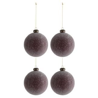 Boule de Noël | Lot de 4 Boules de Noël "Perles" 10cm Bordeaux Boule de Noël Bordeaux