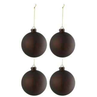 Boule de Noël | Lot de 4 Boules de Noël "Verre Épais" 10cm Marron Boule de Noël Boule de Noël