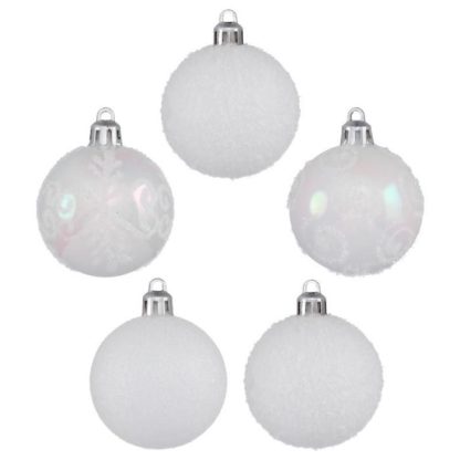 Boule de Noël | Lot de 5 Boules de Noël "Colorama" 5cm Blanc Boule de Noël Blanc