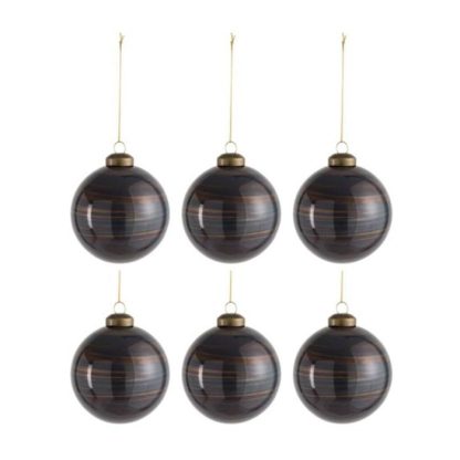 Boule de Noël | Lot de 6 Boules de Noël "Antiquan" 8cm Marron Boule de Noël Boule de Noël