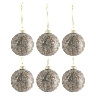 Boule de Noël | Lot de 6 Boules de Noël "Antique" 8cm Gris & Or Boule de Noël Boule de Noël