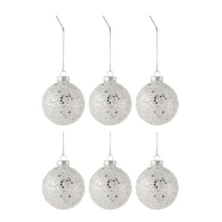 Boule de Noël | Lot de 6 Boules de Noël "Étoiles" 8cm Argent Boule de Noël Argent