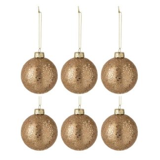 Boule de Noël | Lot de 6 Boules de Noël "Étoiles" 8cm Bronze Boule de Noël Boule de Noël