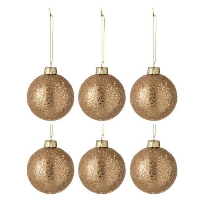 Boule de Noël | Lot de 6 Boules de Noël "Étoiles" 8cm Bronze Boule de Noël Boule de Noël