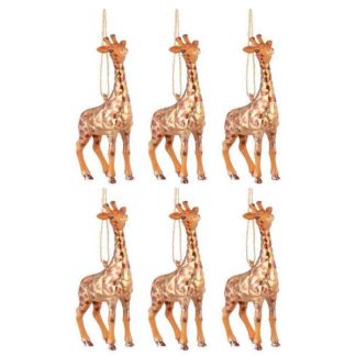 Boule de Noël | Lot de 6 Boules de Noël "Girafe" 13cm Marron Boule de Noël Boule de Noël