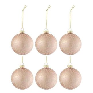 Boule de Noël | Lot de 6 Boules de Noël "Givré Mat" 8cm Rose Clair Boule de Noël Boule de Noël