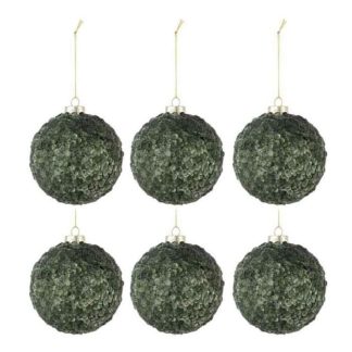 Boule de Noël | Lot de 6 Boules de Noël "Givres" 8cm Vert Boule de Noël Boule de Noël