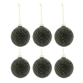 Boule de Noël | Lot de 6 Boules de Noël "Motifs" 8cm Vert Foncé Boule de Noël Boule de Noël