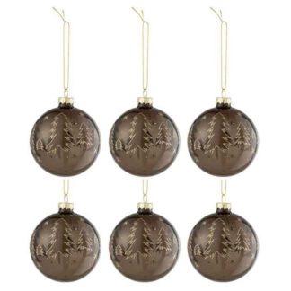 Boule de Noël | Lot de 6 Boules de Noël "Sapin" 8cm Marron Boule de Noël Boule de Noël