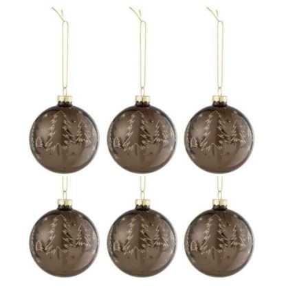 Boule de Noël | Lot de 6 Boules de Noël "Sapin" 8cm Marron Boule de Noël Boule de Noël