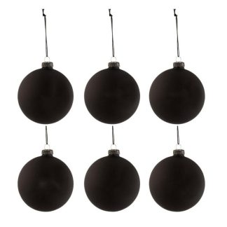 Boule de Noël | Lot de 6 Boules de Noël "Tableau" 8cm Noir Boule de Noël Boule de Noël