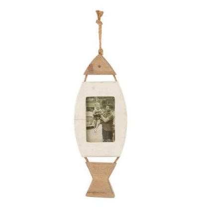 Cadre Photo | Cadre Photo Suspendu "Poisson" 45cm Blanc & Beige Cadre Photo Blanc & Beige