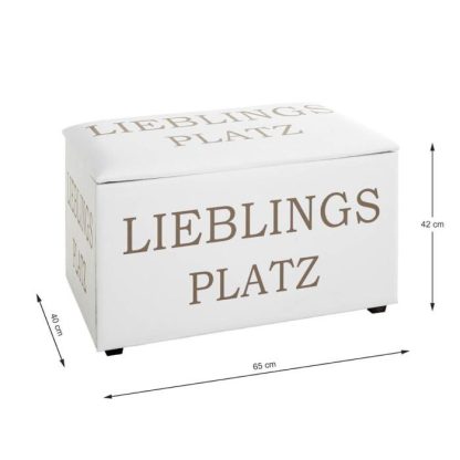 Coffre & Malle de Rangement | Coffre de Rangement "Lieblings Platz" 65cm Blanc Boîtes & Rangements Blanc