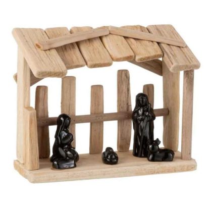 Crèche & Village de Noël | Crèche de Noël "Toit Plat" 25cm Marron & Noir Crèche & Village de Noël Crèche & Village de Noël