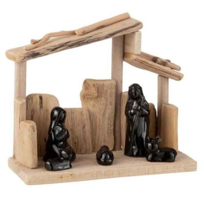 Crèche & Village de Noël | Crèche de Noël "Toitures en Pente" 23cm Marron Crèche & Village de Noël Crèche & Village de Noël