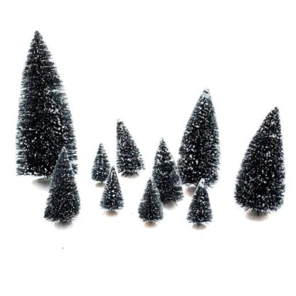 Crèche & Village de Noël | Lot de 10 Sapins de Noël "Village" 20cm Vert Crèche & Village de Noël Crèche & Village de Noël