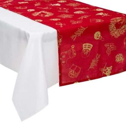 Décoration de Table | Chemin de Table "Soir de Noël" 45x200cm Rouge Décoration de Noël Décoration de Table