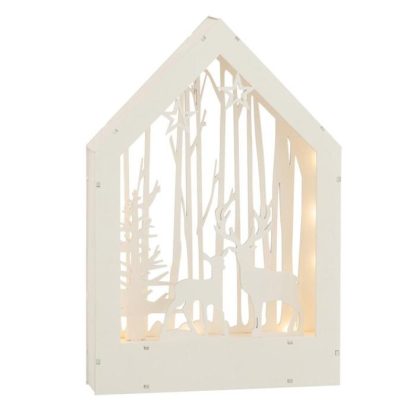 Décoration Lumineuse | Décoration de Noël Led "Hiver Bois" 35cm Blanc Décoration de Noël Blanc