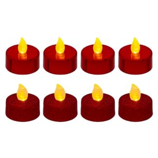 Décoration Lumineuse | Lot de 8 Bougies Led "Colorama" 4cm Rouge Décoration de Noël Décoration Lumineuse