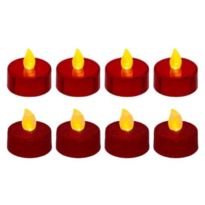 Décoration Lumineuse | Lot de 8 Bougies Led "Colorama" 4cm Rouge Décoration de Noël Décoration Lumineuse