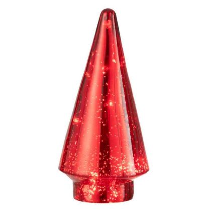 Décoration Lumineuse | Sapin de Noël en Verre "Led" 24cm Rouge Décoration de Noël Décoration Lumineuse