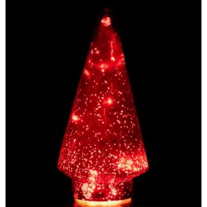 Décoration Lumineuse | Sapin de Noël en Verre "Led" 24cm Rouge Décoration de Noël Décoration Lumineuse