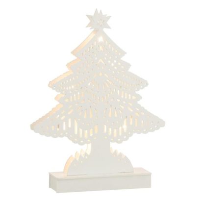 Décoration Lumineuse | Sapin de Noël Led Déco "Christmas" 25cm Blanc Décoration de Noël Blanc