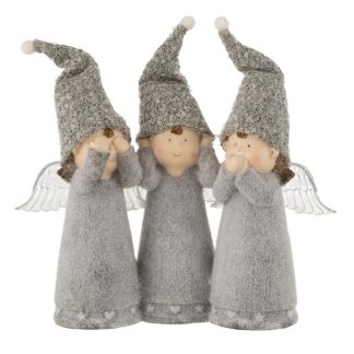 Décoration Lumineuse | Statuette Déco Led "3 Anges" 28cm Gris Décoration de Noël Décoration Lumineuse