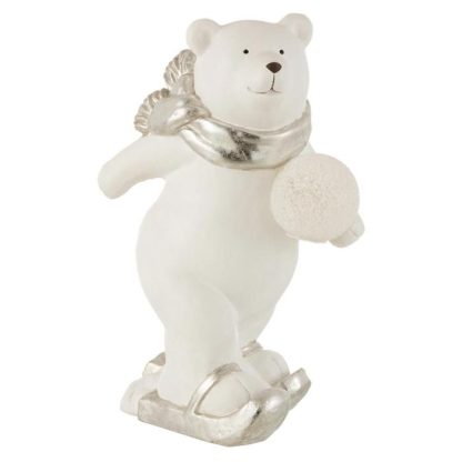 Décoration Lumineuse | Statuette Déco Led "Ours Polaire Debout" 36cm Blanc Décoration de Noël Blanc