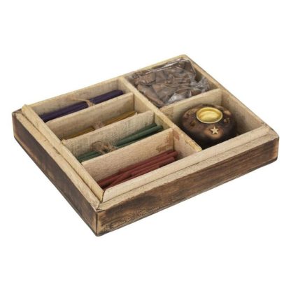 Encens | Coffret d’Encens en Bois "Taly" 25cm Marron Bougies & Senteurs Encens