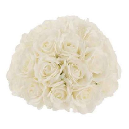 Fleur Artificielle | Boule de Fleurs Artificielles "Roses" 29cm Blanc Fleur Artificielle Blanc