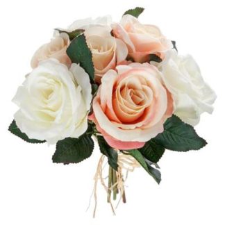 Fleur Artificielle | Bouquet de Fleur "7 Roses" 30cm Rose & Blanc Fleur Artificielle Fleur Artificielle