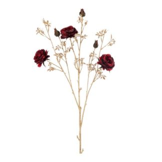 Fleur Artificielle | Branche Artificielle Rosier "3 Fleurs" 112cm Or & Rouge Fleur Artificielle Fleur Artificielle