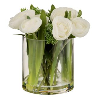 Fleur Artificielle | Composition Florale Renoncule "Vase" 24cm Blanc Fleur Artificielle Blanc