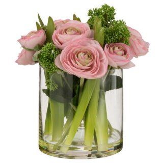 Fleur Artificielle | Composition Florale Renoncule "Vase" 24cm Rose Fleur Artificielle Fleur Artificielle