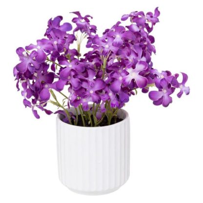 Fleur Artificielle | Composition Florale & Vase "Violette" 27cm Violet Fleur Artificielle Fleur Artificielle