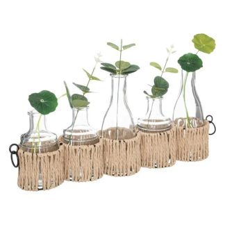 Fleur Artificielle | Lot de 5 Soliflores & Tiges "Cosy" 40cm Beige Fleur Artificielle Beige & Vert