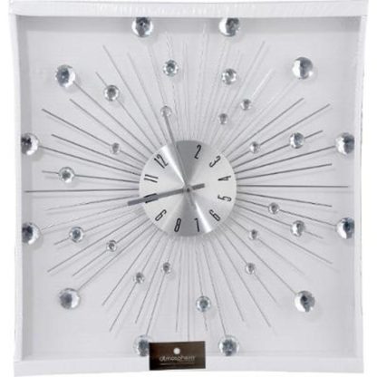 Horloge Murale | Horloge Design "Strass" 50cm Argent Horloge Murale Argent