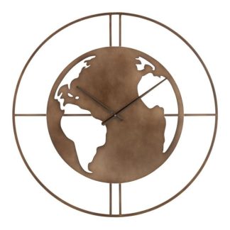 Horloge Murale | Horloge Murale "Carte du Monde" 60cm Marron Horloge Murale Horloge Murale